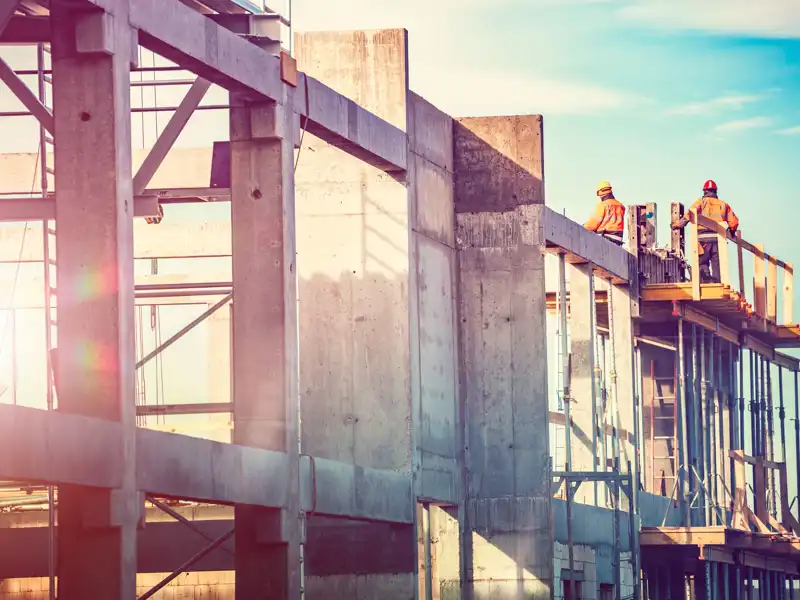 Construction site at sunrise.