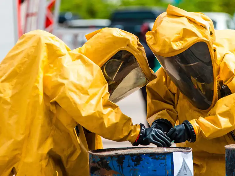 Firefighter training protect chemical leak from the tank.