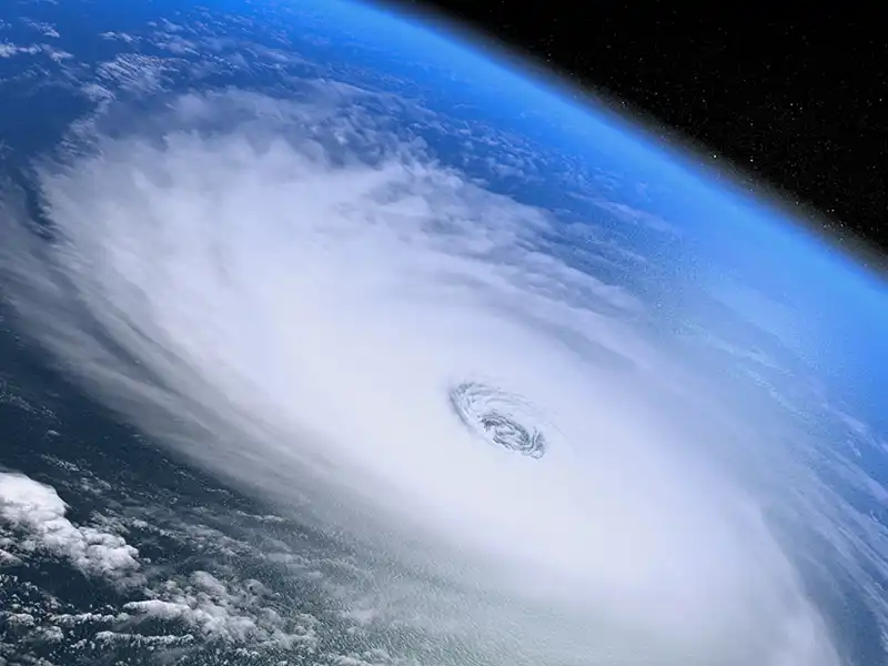 Satellite image of hurricane.