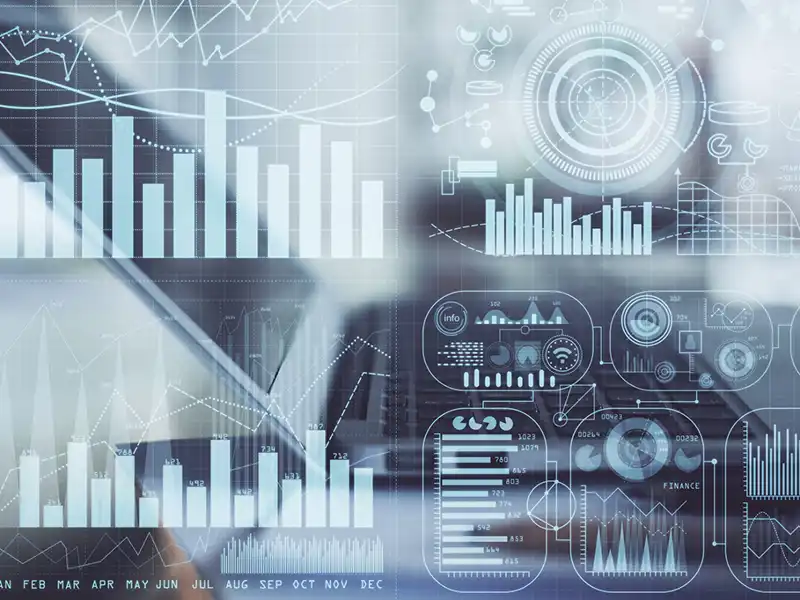 A video screen with high-tech analytics